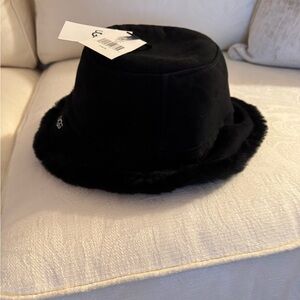 UGG Black Faux Fur Bucket Hat